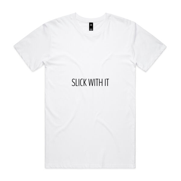 SLICK WITH IT - Beach font Black - Mens Staple T shirt Thumbnail
